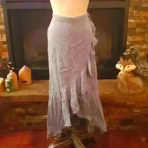 Light denim wrap skirt